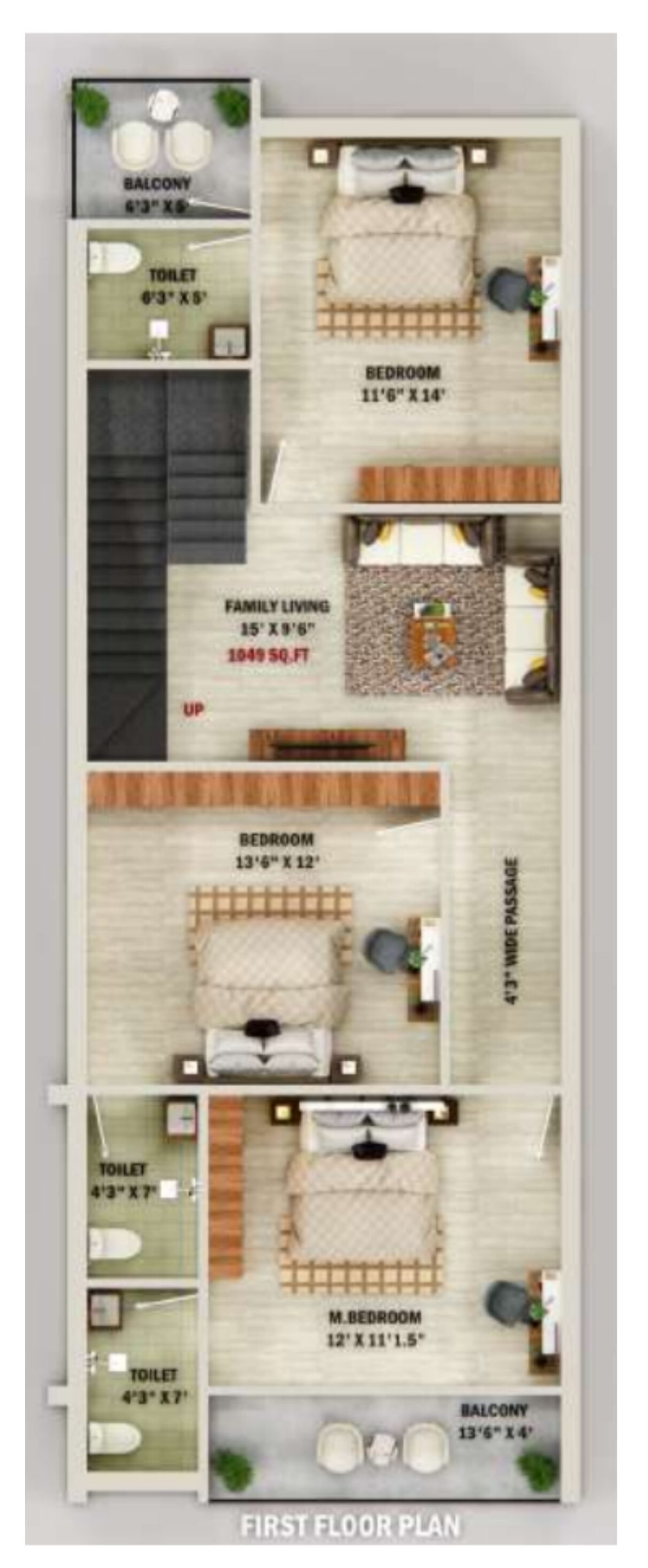 4 BHK First Floor Plan